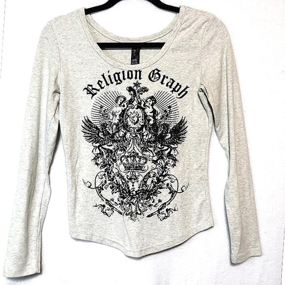 Q2 Y2K Angel Crown Crest Butter Soft Long Sleeve Size Medium - Picture 1 of 3